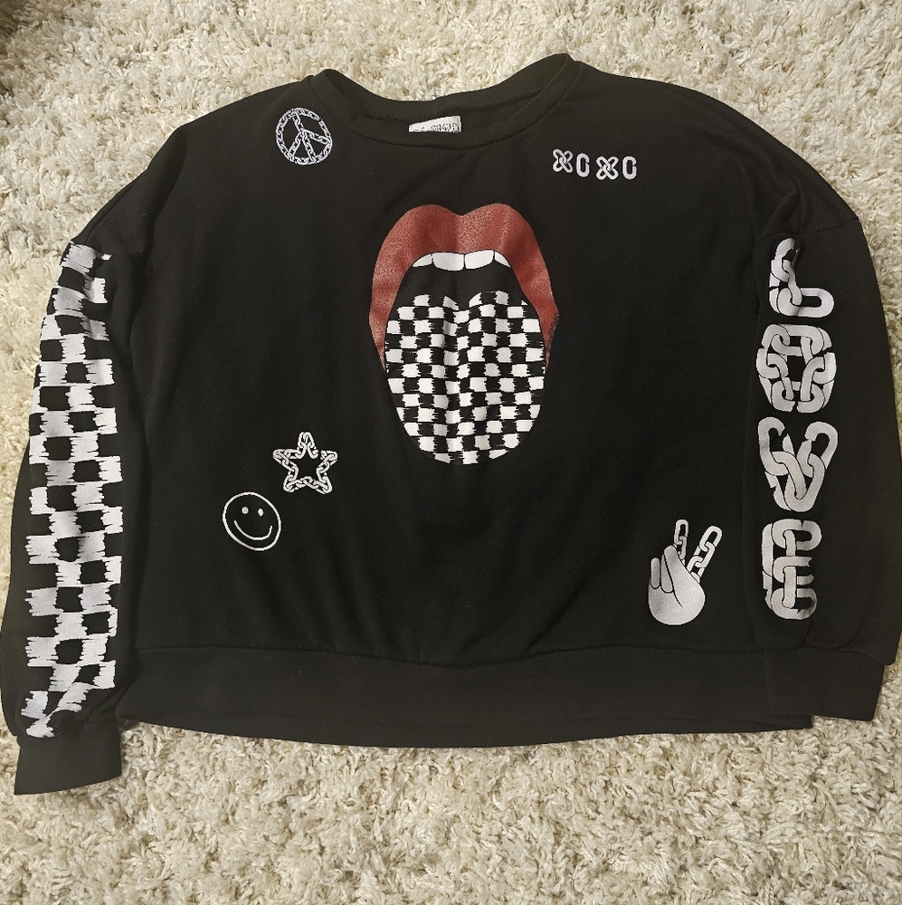 Lauren Moshi Sierra Checker Tongue Sweatshirt, Size M - Picture 3 of 8